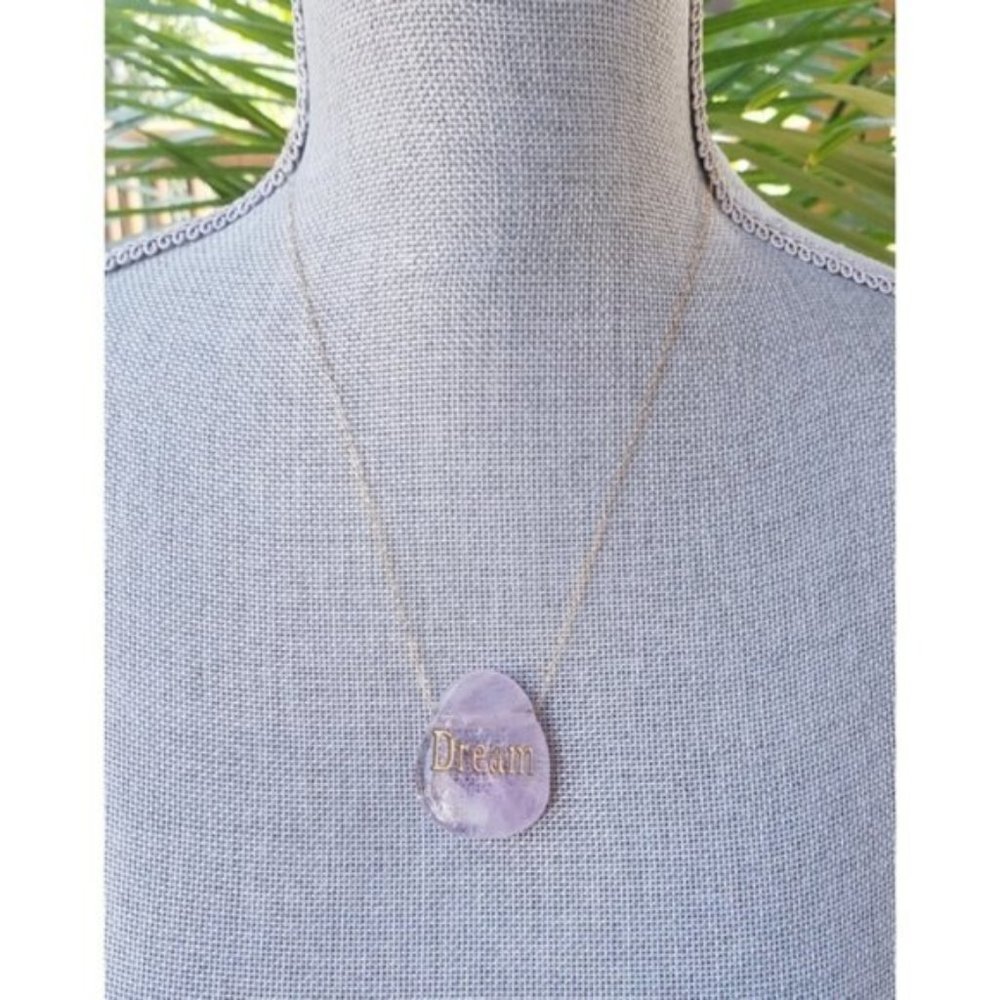 DREAM Pink Quartz Pendant 14Kt. Chain Necklace